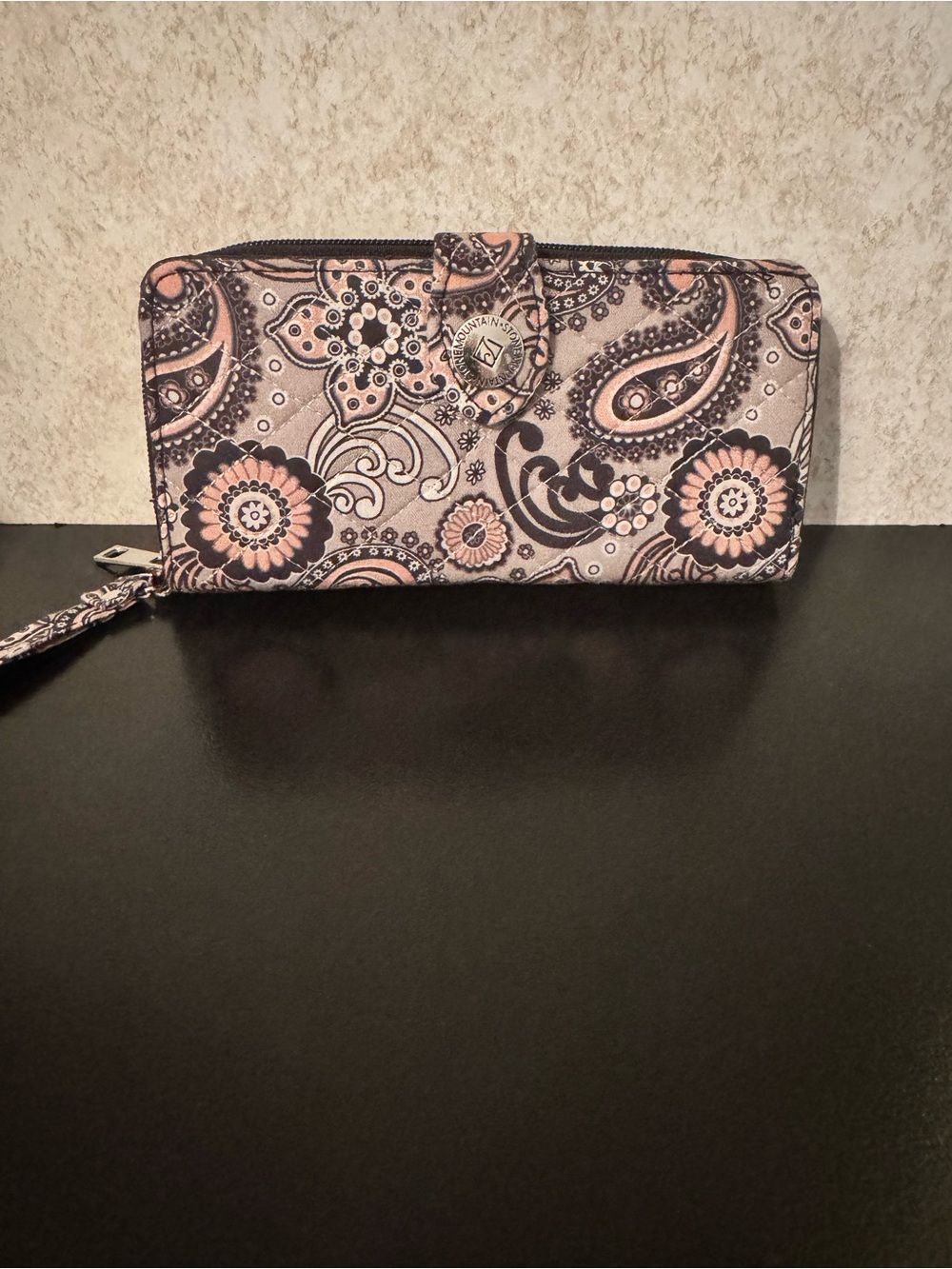 Stone Mountain Floral Paisley Zip-Around Wallet - Pink & Gray